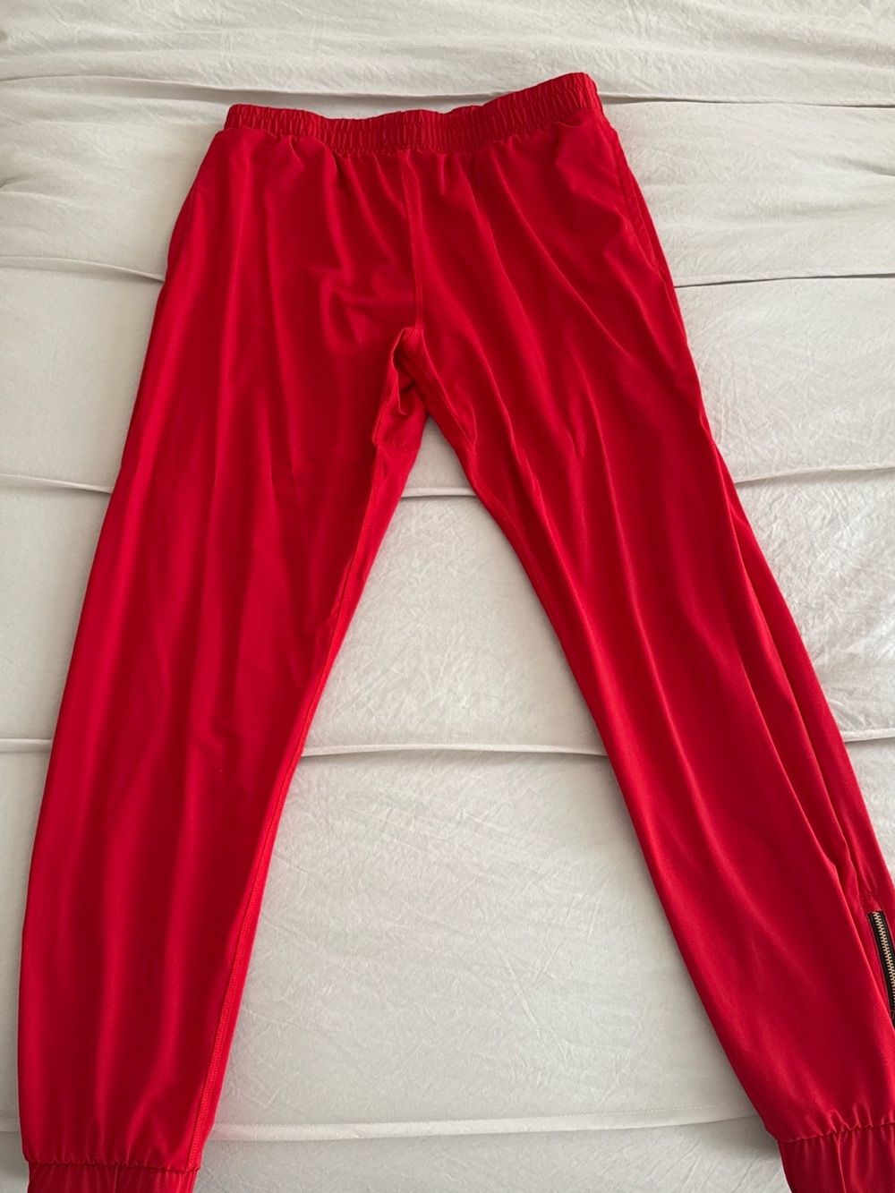 Women's Red Jogger Track Pants - Elastic Waist